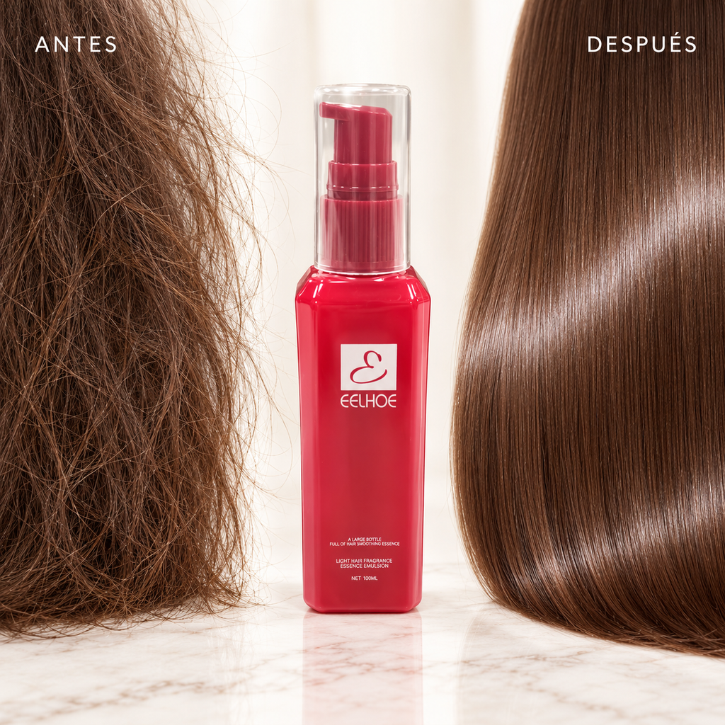 Brilla Mía antes y después - pelo encrespado a pelo liso con brillo